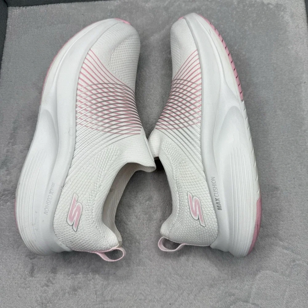 Skechers GO WALK Max Walker Sally Slip-On Shoes White Pink Women's Size 7.5